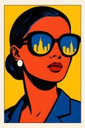 Bold graphic fashion illustration of sunglasses reflectin... | Printable Wall Art | Instant Download