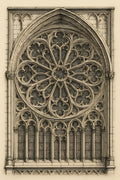 Detailed pen and ink drawing of a gothic rose window | Printable Wall Art | Instant Download