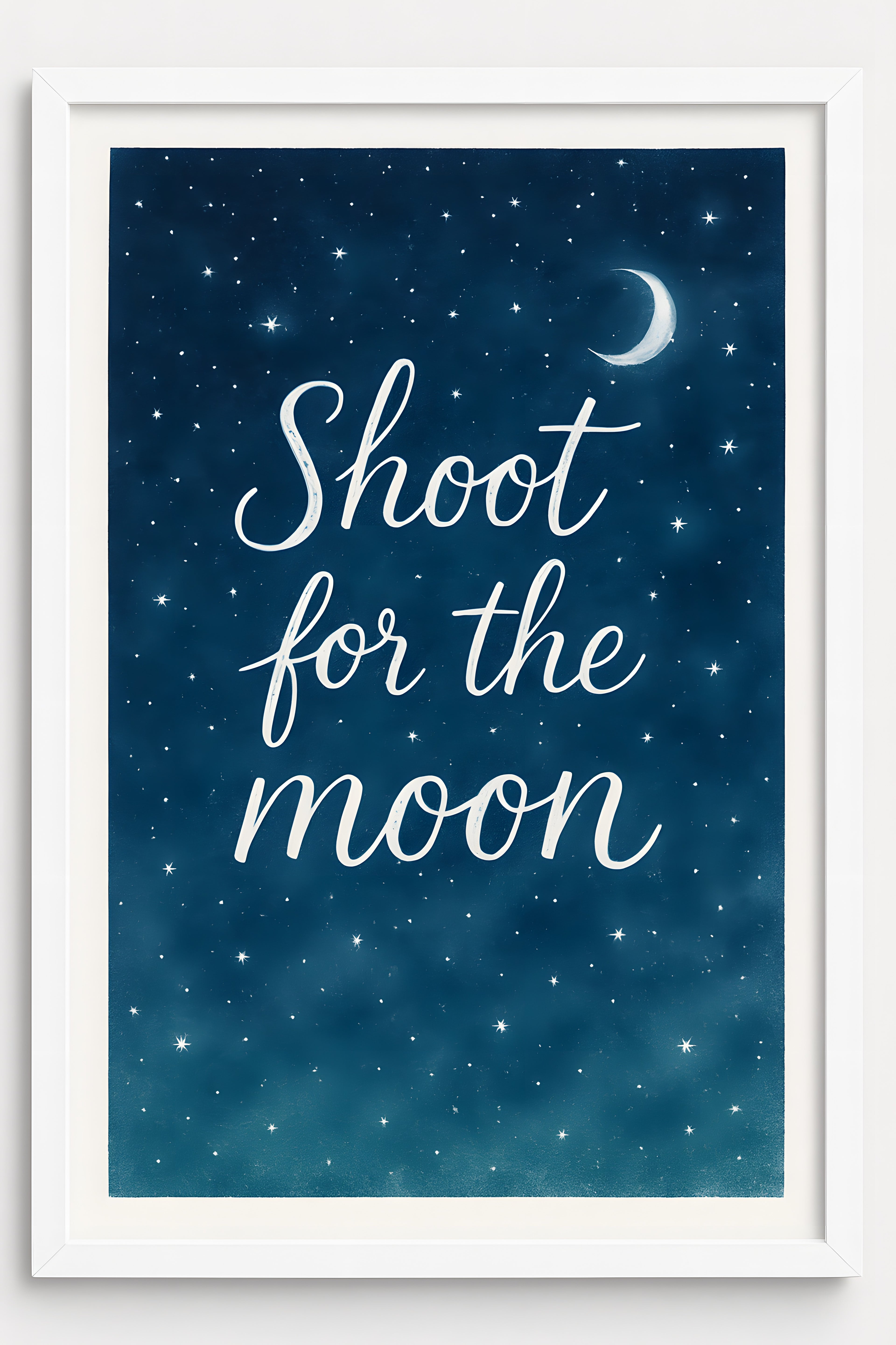 Starry night sky with 'Shoot for the moon' in handwritten... | Printable Wall Art | Instant Download