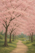 Cherry blossom trees lining a path in full spring bloom | Printable Wall Art | Instant Download