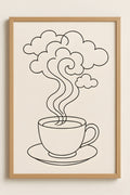 Continuous line art of a coffee cup with steam swirling i... | Printable Wall Art | Instant Download