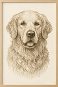Line art illustration of a dog portrait — golden retriever | Printable Wall Art | Instant Download