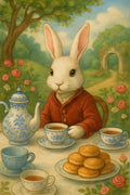 Rabbit in wonderland tea party setting | Printable Wall Art | Instant Download