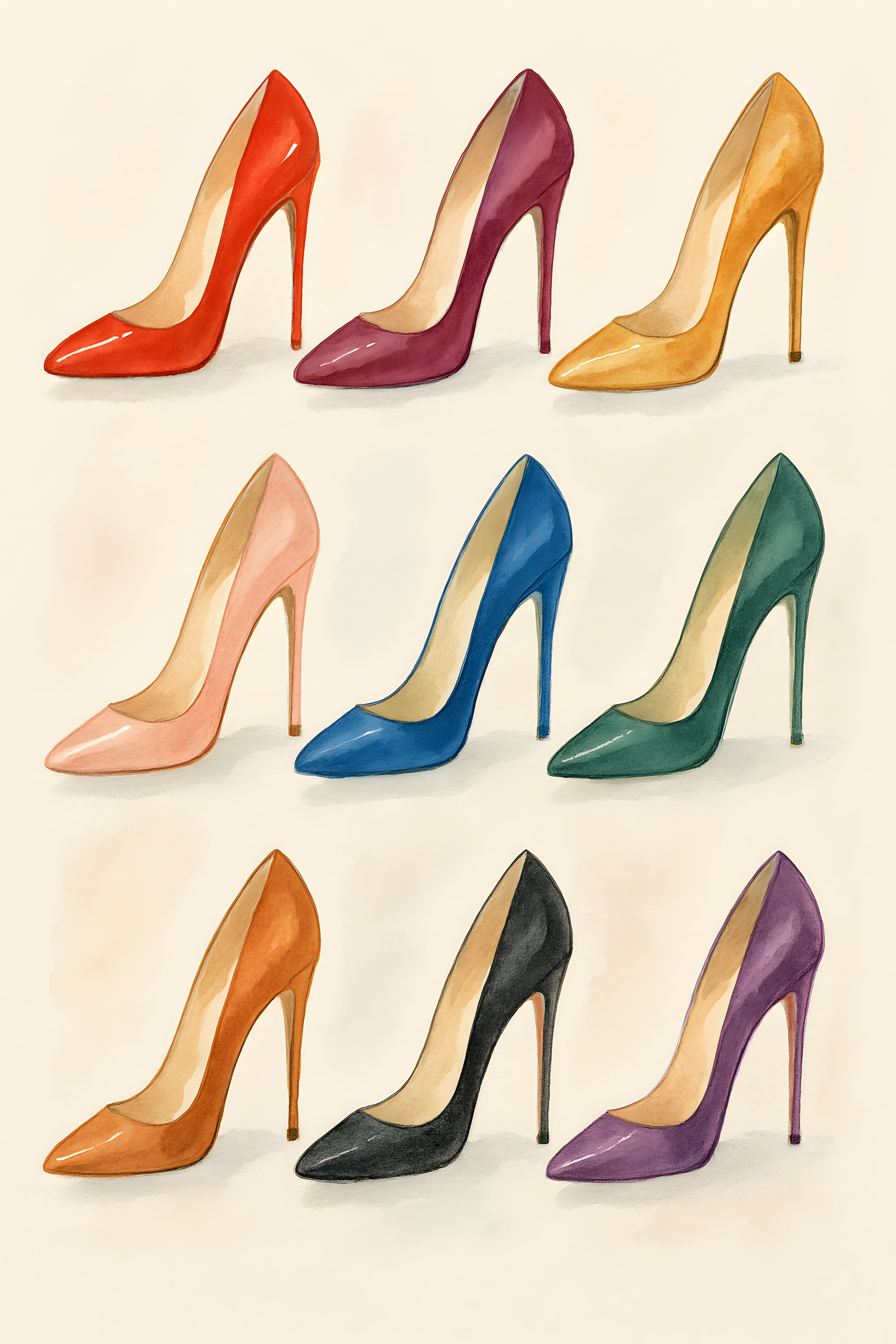 Designer shoe collection illustration | Printable Wall Art | Instant Download