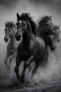 Black and white photography of wild horses running | Printable Wall Art | Instant Download