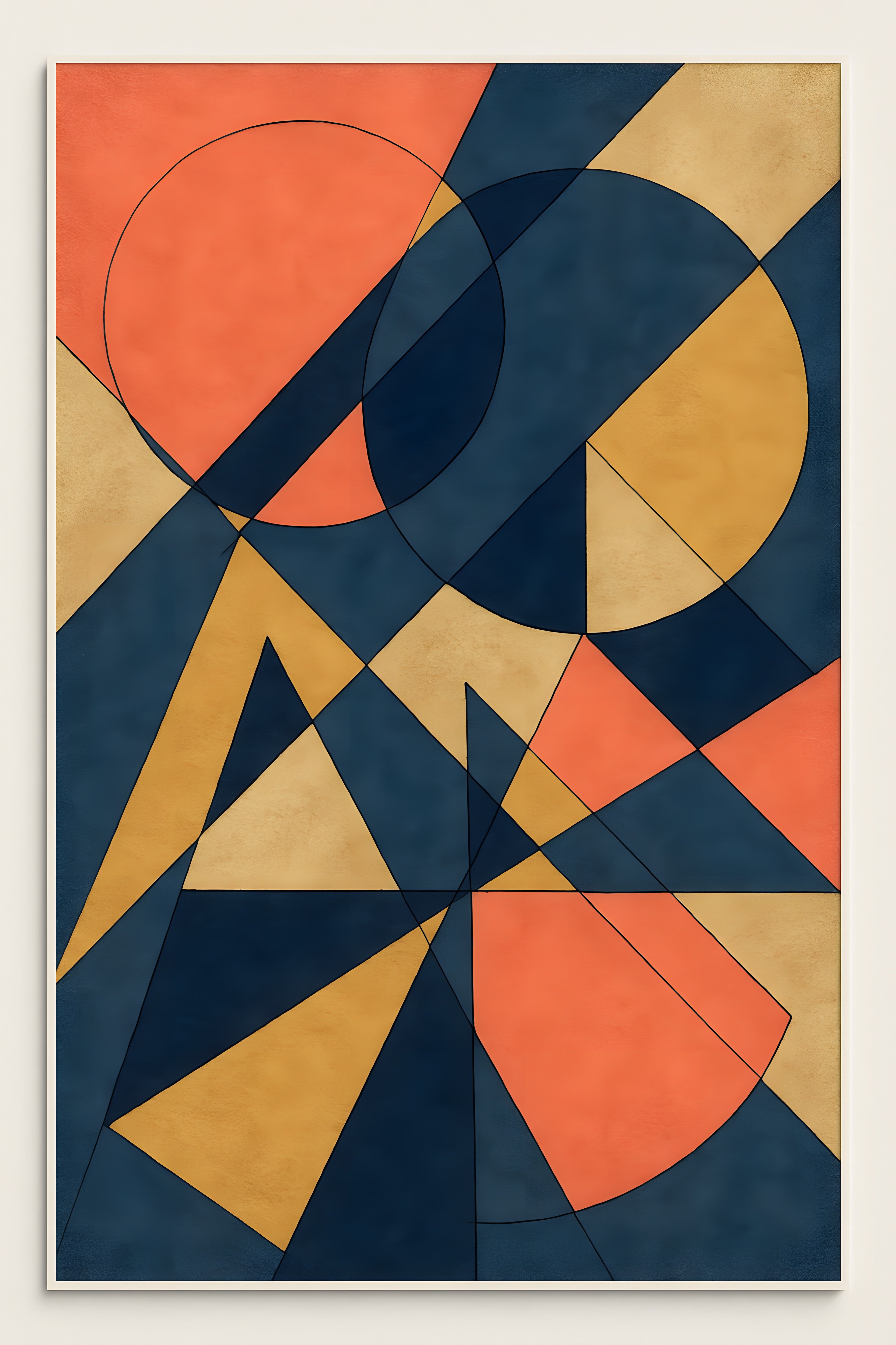 Geometric abstract with intersecting circles and triangle... | Printable Wall Art | Instant Download
