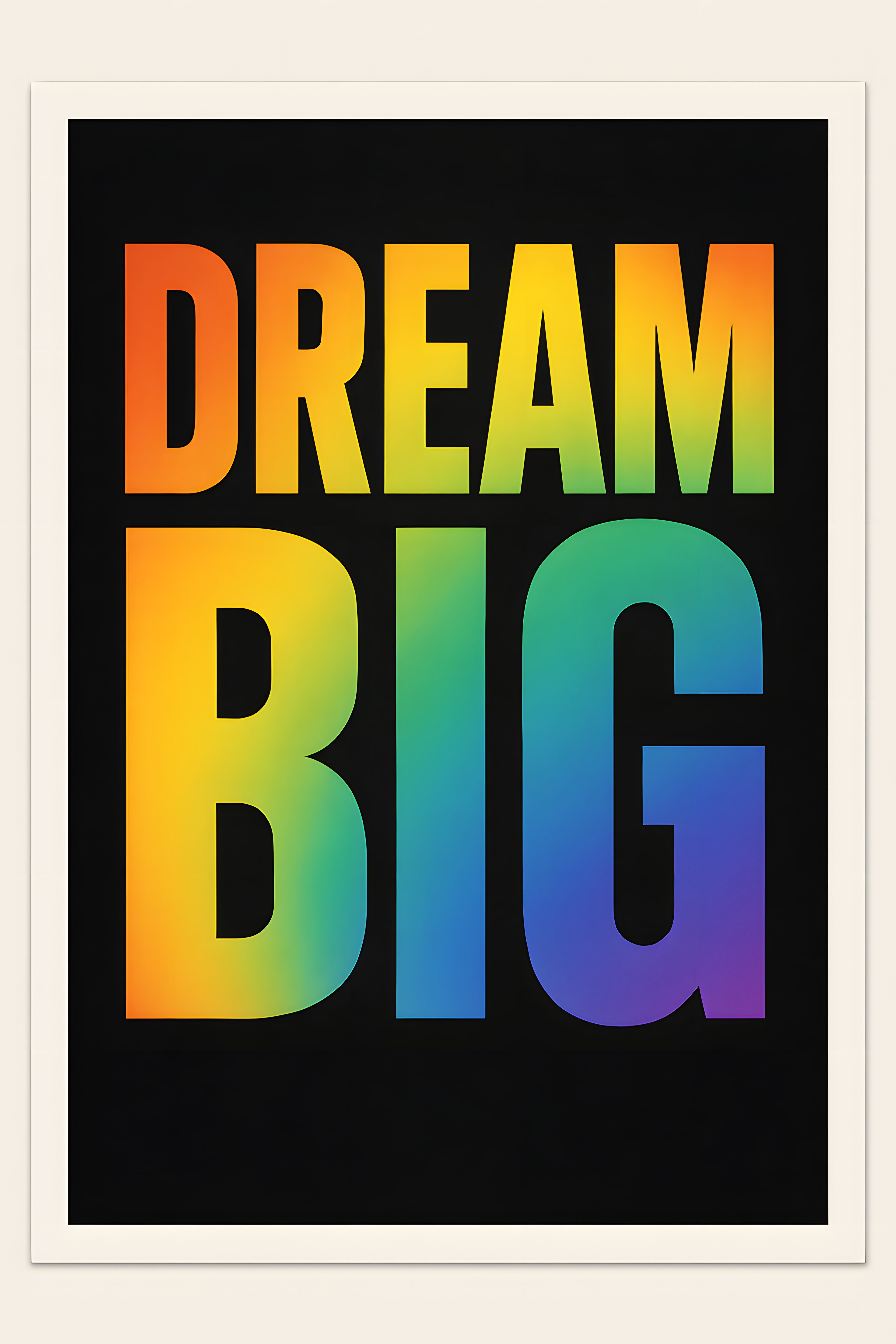 Bold block letters 'DREAM BIG' in gradient rainbow colors... | Printable Wall Art | Instant Download