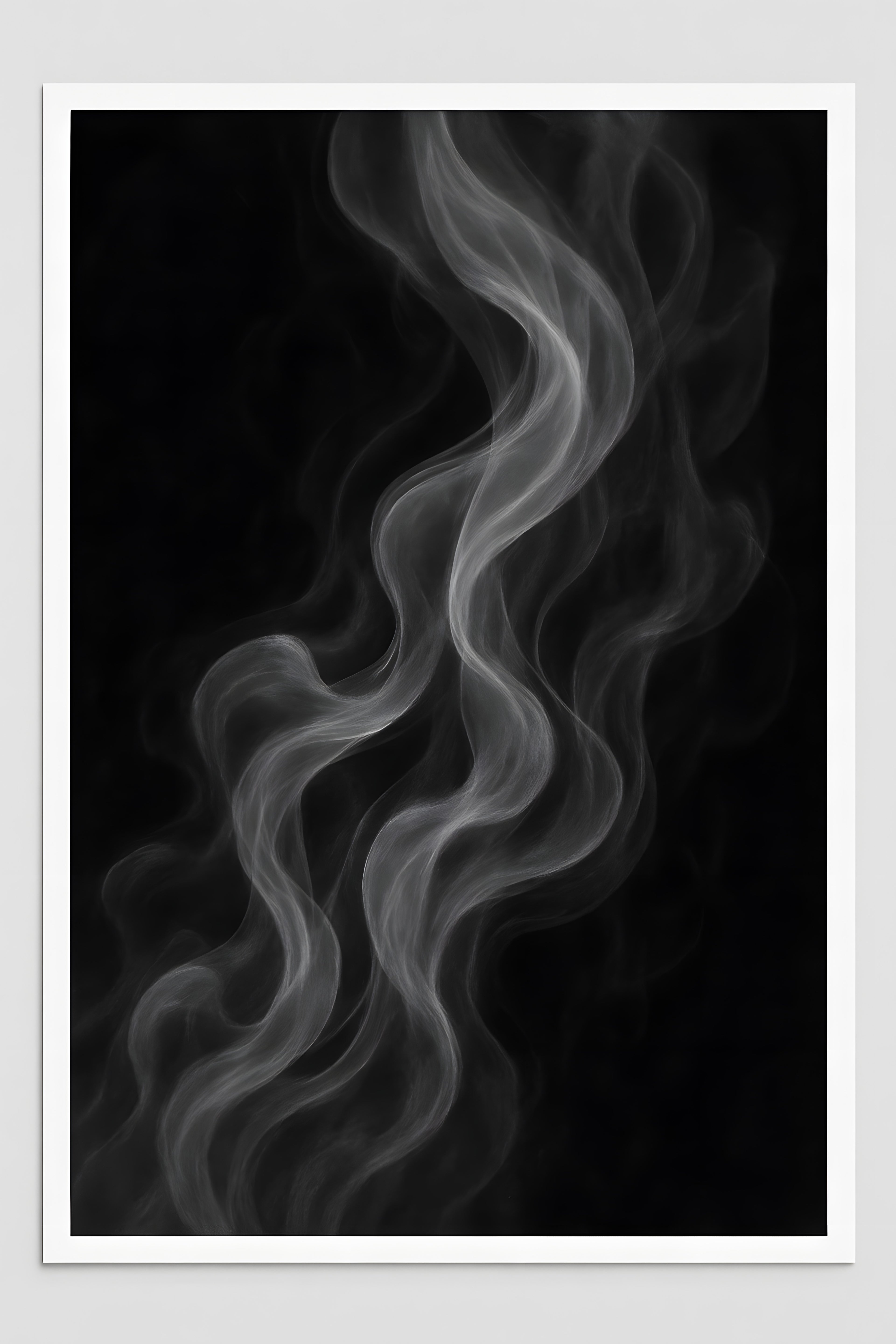 Black and white abstract smoke wisps | Printable Wall Art | Instant Download