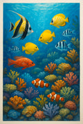 Underwater coral reef scene with colorful tropical fish | Printable Wall Art | Instant Download