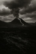 Volcanic landscape with lava fields and dramatic clouds | Printable Wall Art | Instant Download