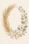 Boho floral wreath with dried pampas grass | Printable Wall Art | Instant Download