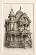 Detailed architectural drawing of ornate Victorian house | Printable Wall Art | Instant Download
