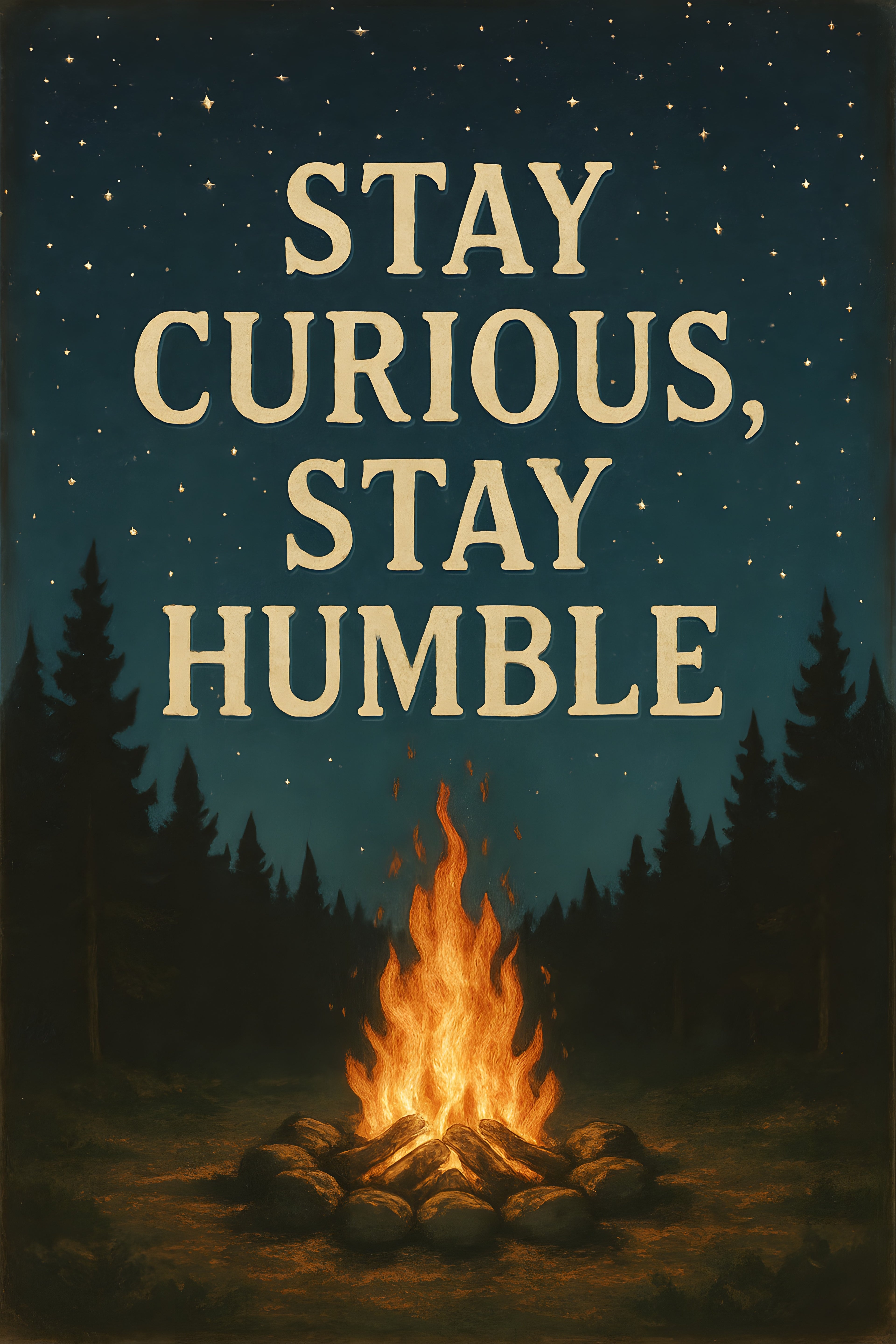 Campfire under stars | Printable Wall Art | Instant Download
