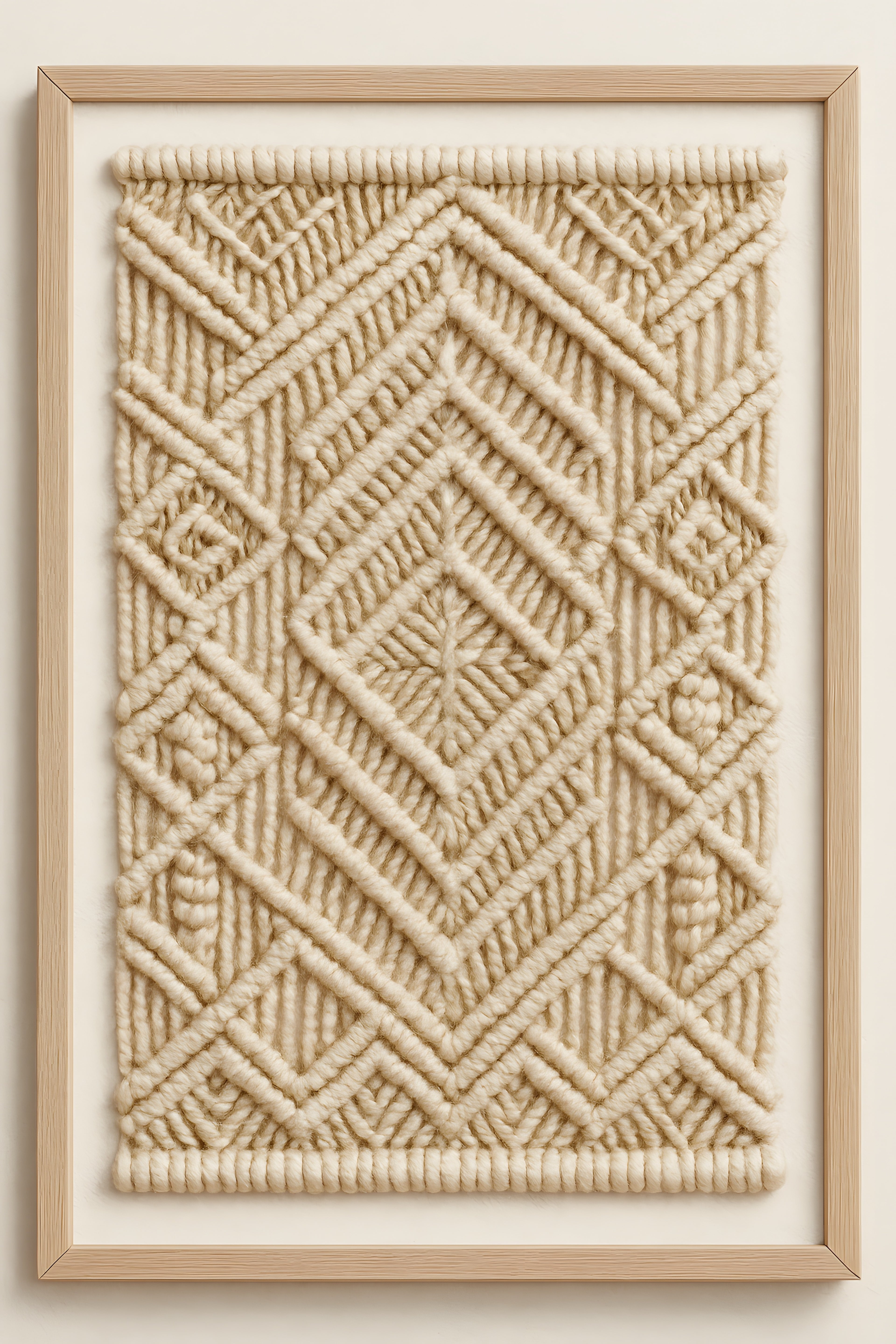 Macrame-inspired geometric pattern in cream and tan | Printable Wall Art | Instant Download