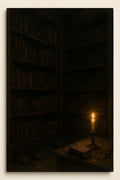 Moody abandoned library with dusty books and cobwebs | Printable Wall Art | Instant Download