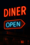 Retro diner neon sign at night | Printable Wall Art | Instant Download