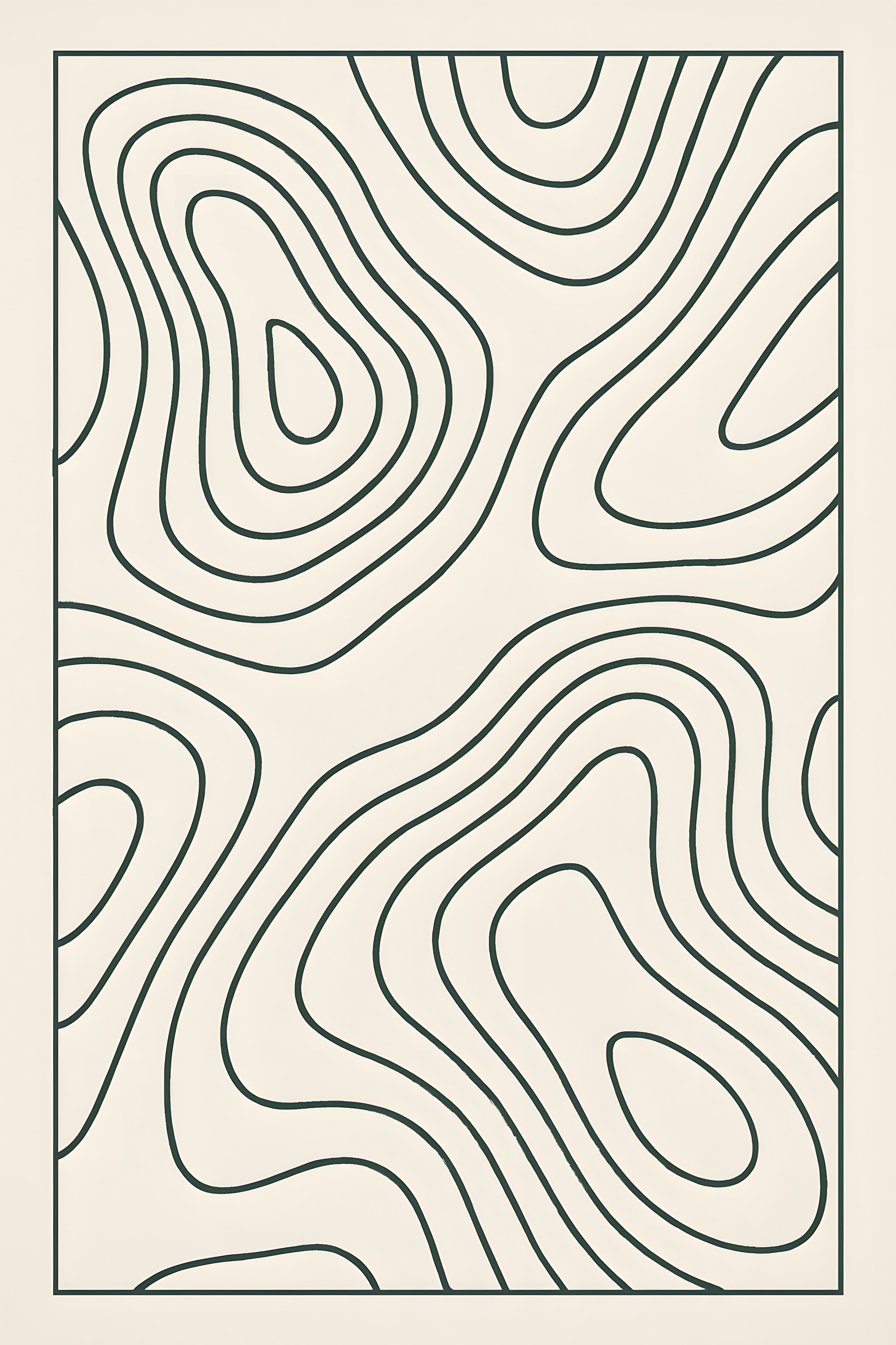 Abstract topographic map-inspired art with organic contou... | Printable Wall Art | Instant Download
