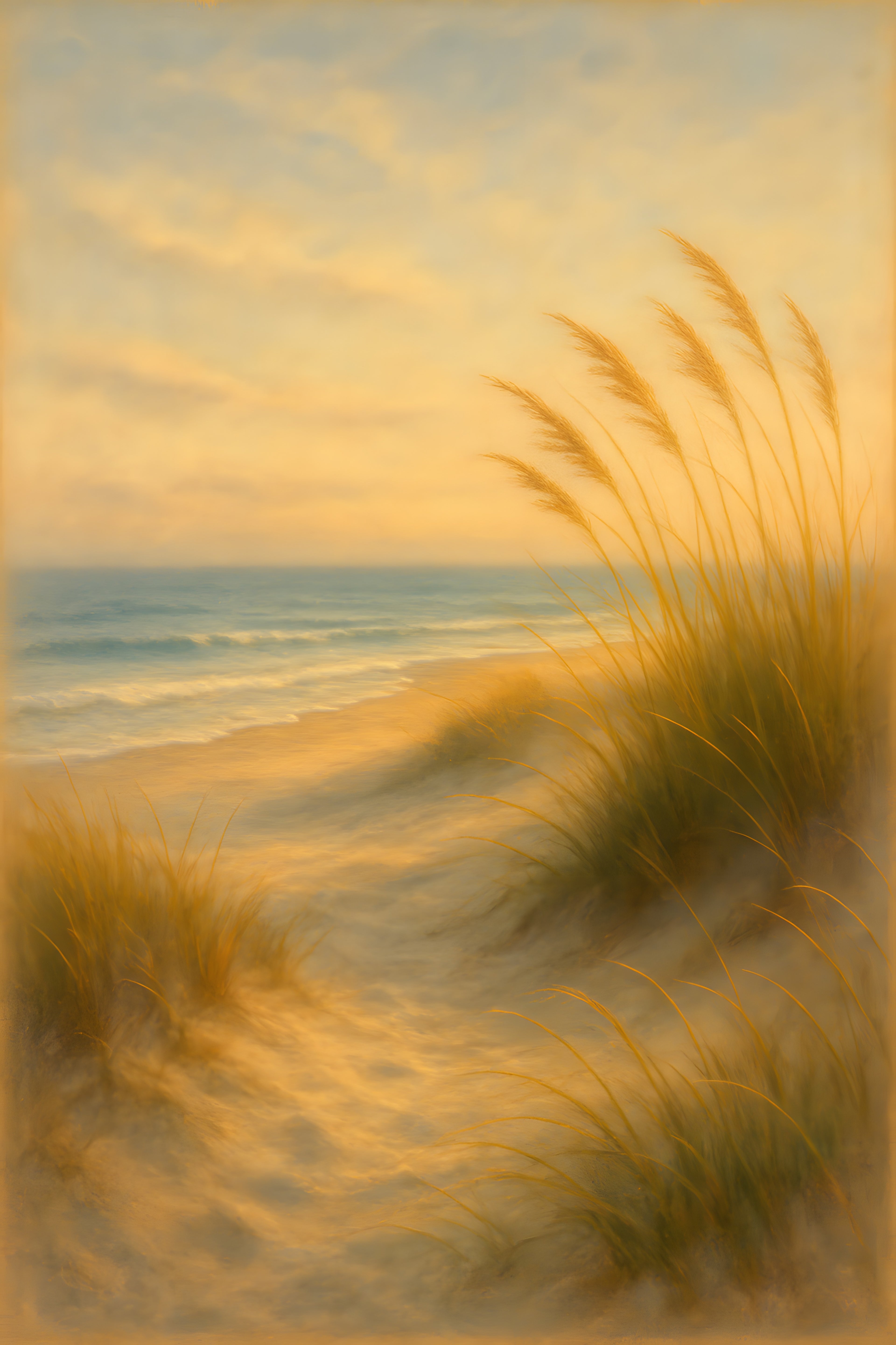 Peaceful seaside scene with sand dunes and beach grass sw... | Printable Wall Art | Instant Download