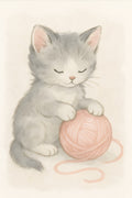 Sweet kitten playing with yarn ball | Printable Wall Art | Instant Download