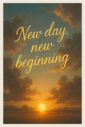 Sunrise through clouds with 'New day | Printable Wall Art | Instant Download