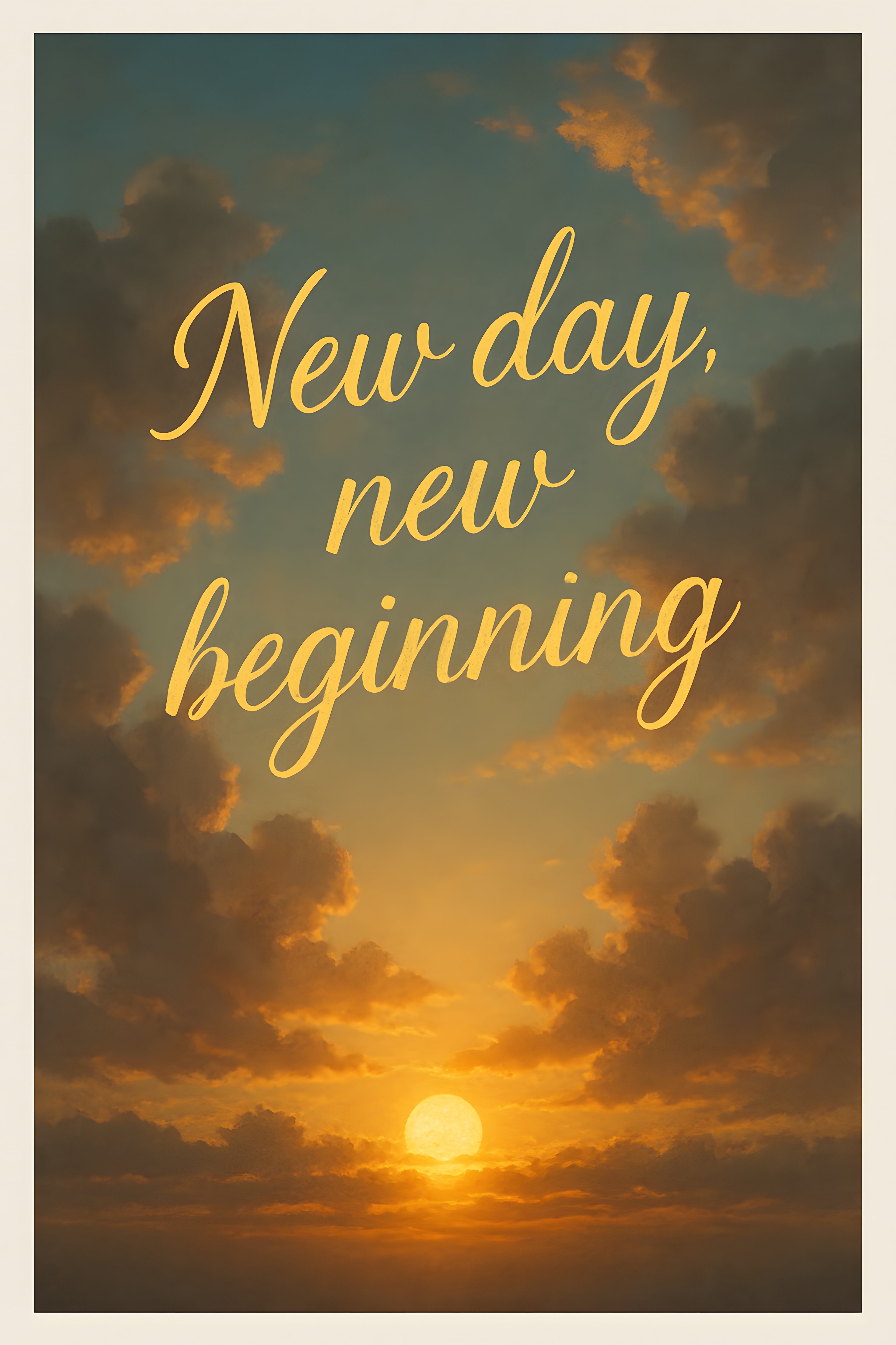 Sunrise through clouds with 'New day | Printable Wall Art | Instant Download
