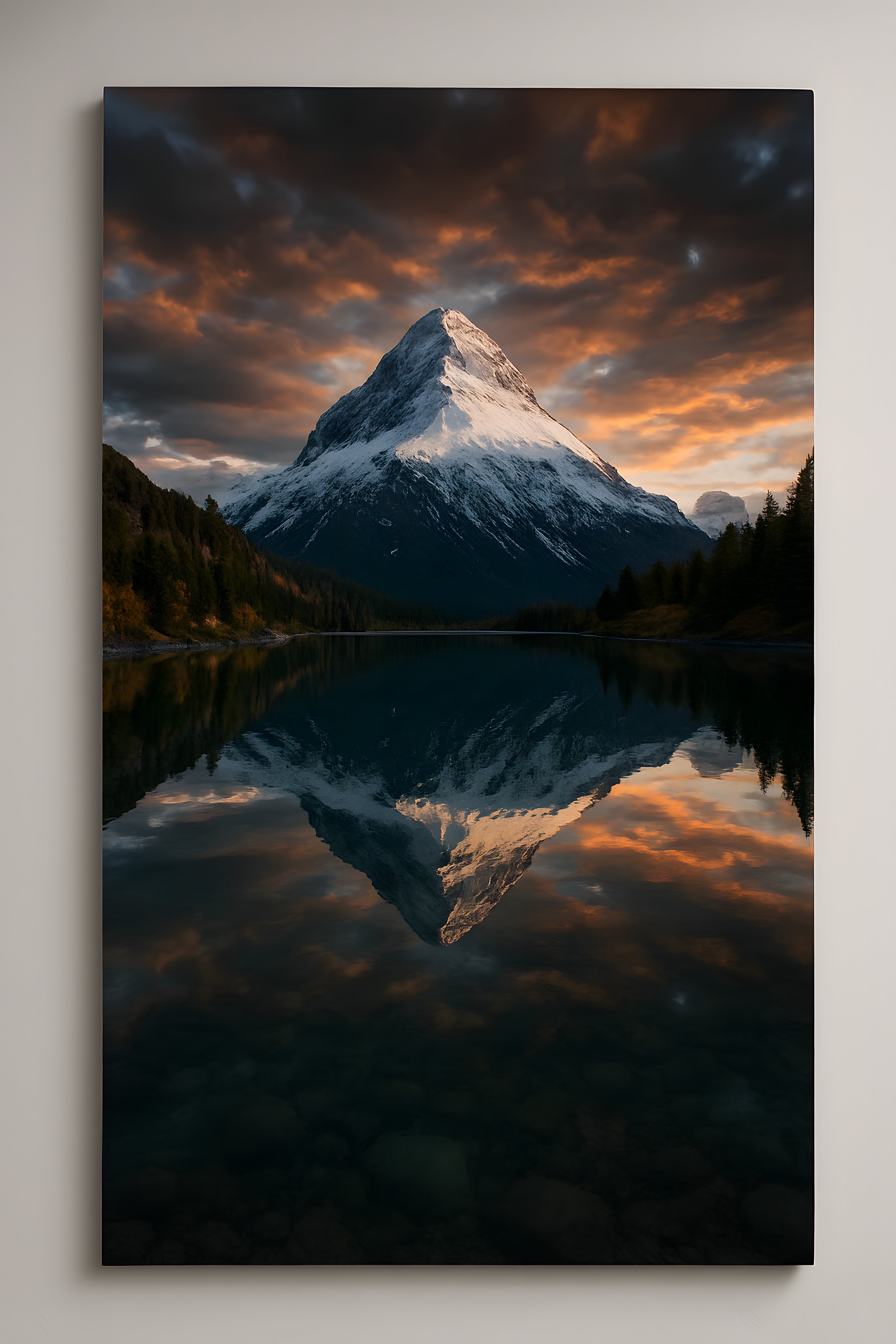 Snow-capped mountain reflecting in crystal clear alpine lake | Printable Wall Art | Instant Download