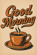Vintage hand-lettered 'Good Morning' with coffee cup illu... | Printable Wall Art | Instant Download