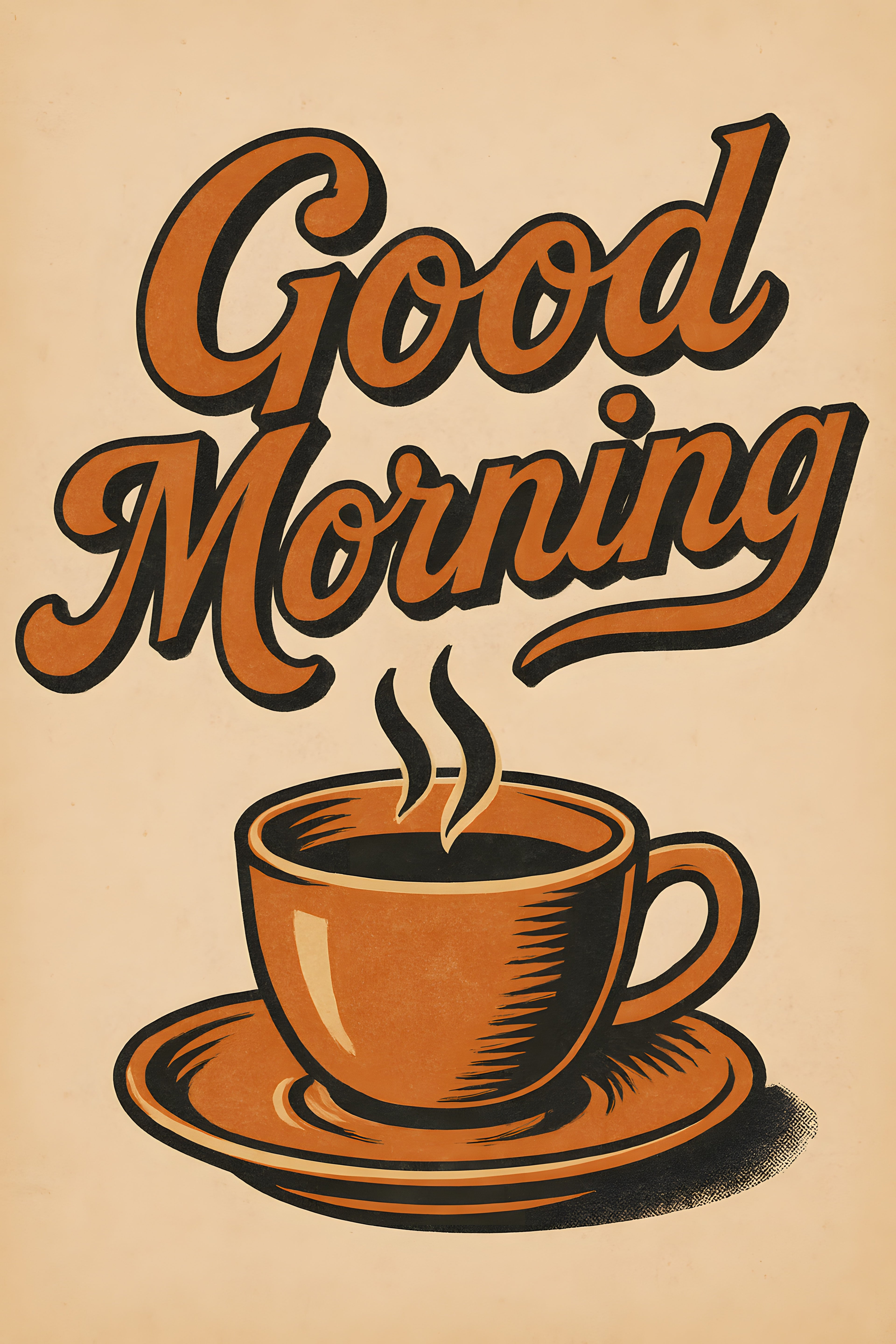 Vintage hand-lettered 'Good Morning' with coffee cup illu... | Printable Wall Art | Instant Download