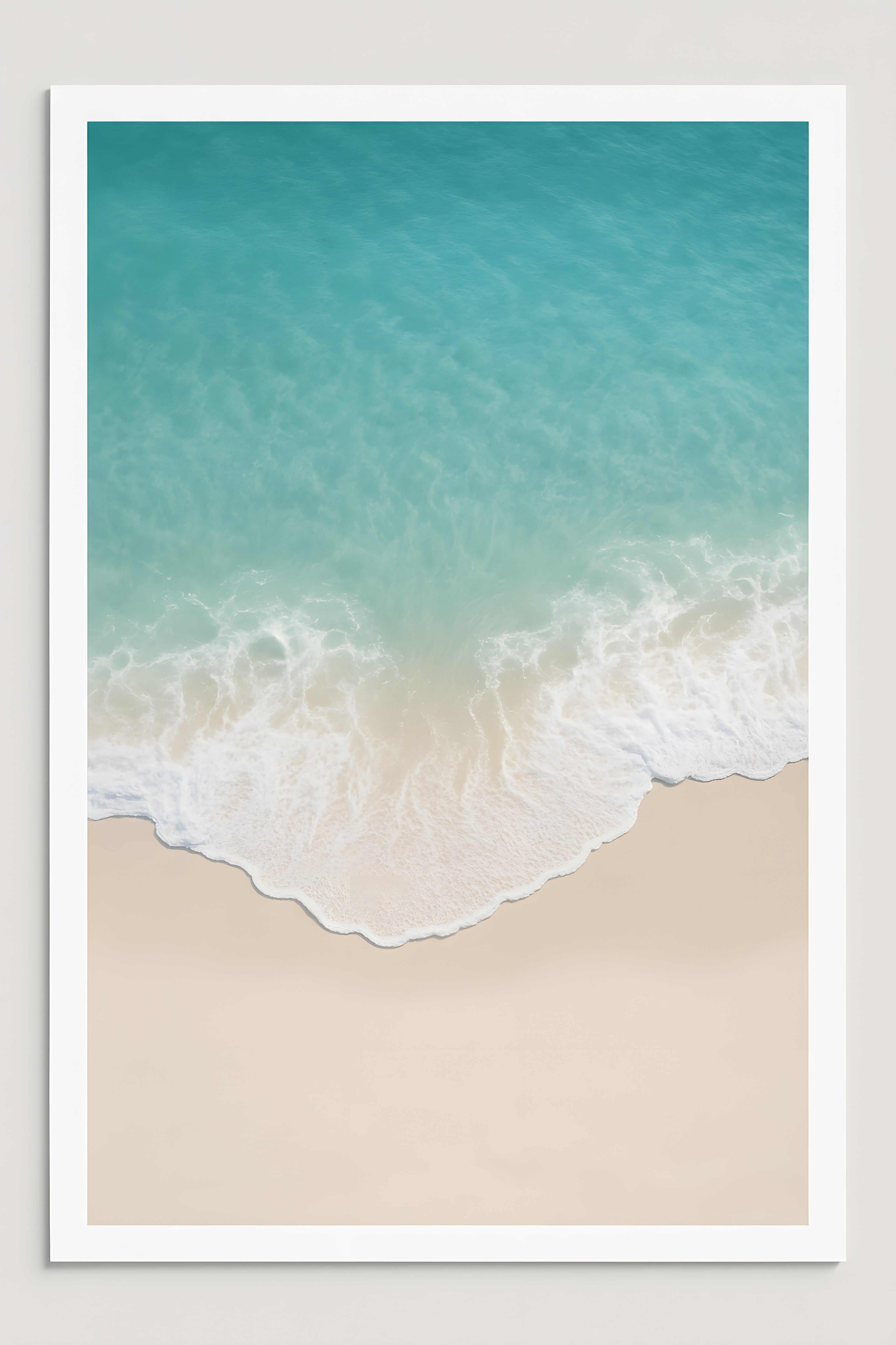 Aerial view of turquoise ocean waves meeting white sandy ... | Printable Wall Art | Instant Download
