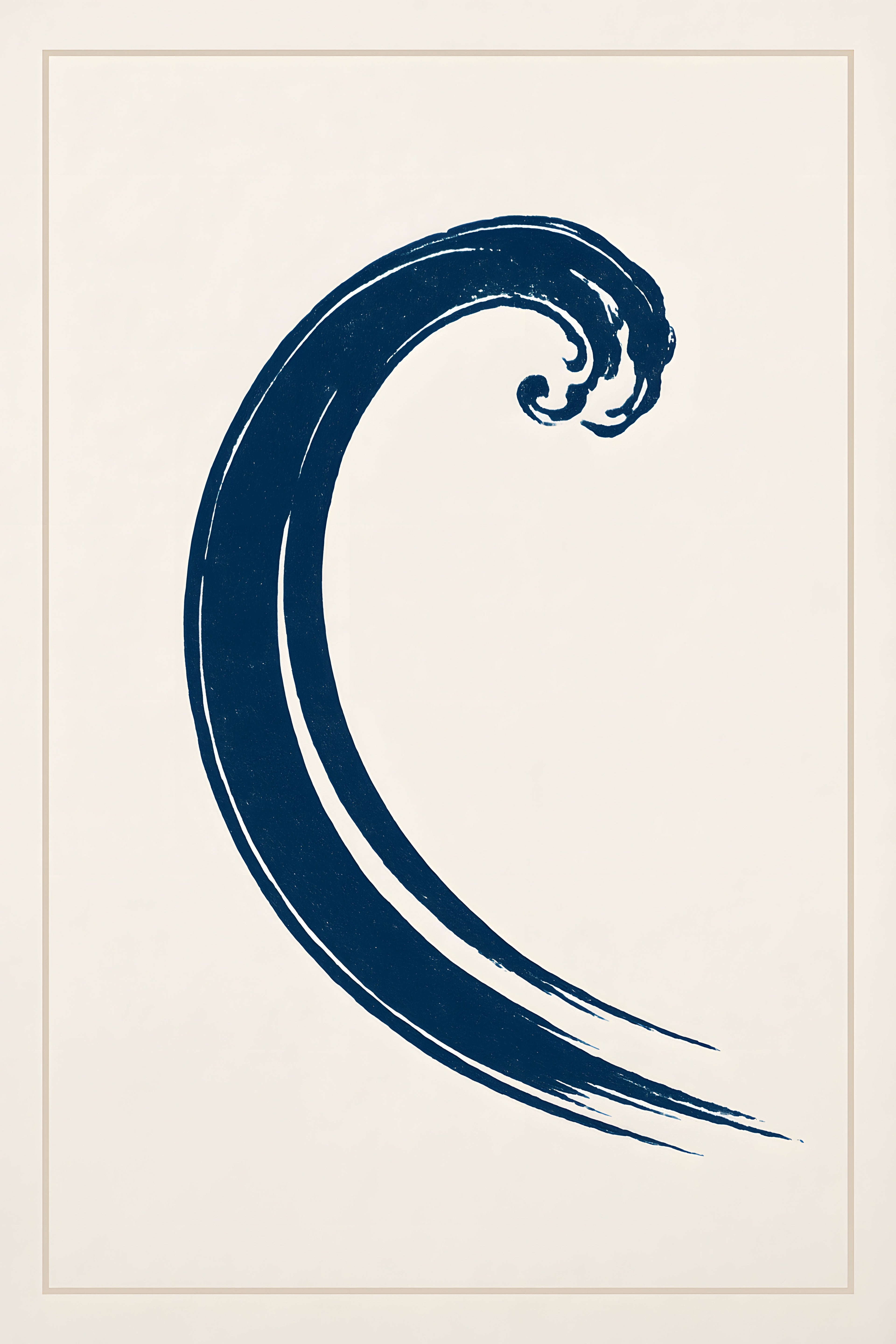 Minimalist wave — single curved line in navy blue on white | Printable Wall Art | Instant Download