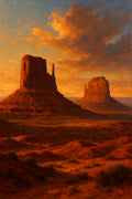 Dramatic desert landscape with red rock formations at sunset | Printable Wall Art | Instant Download