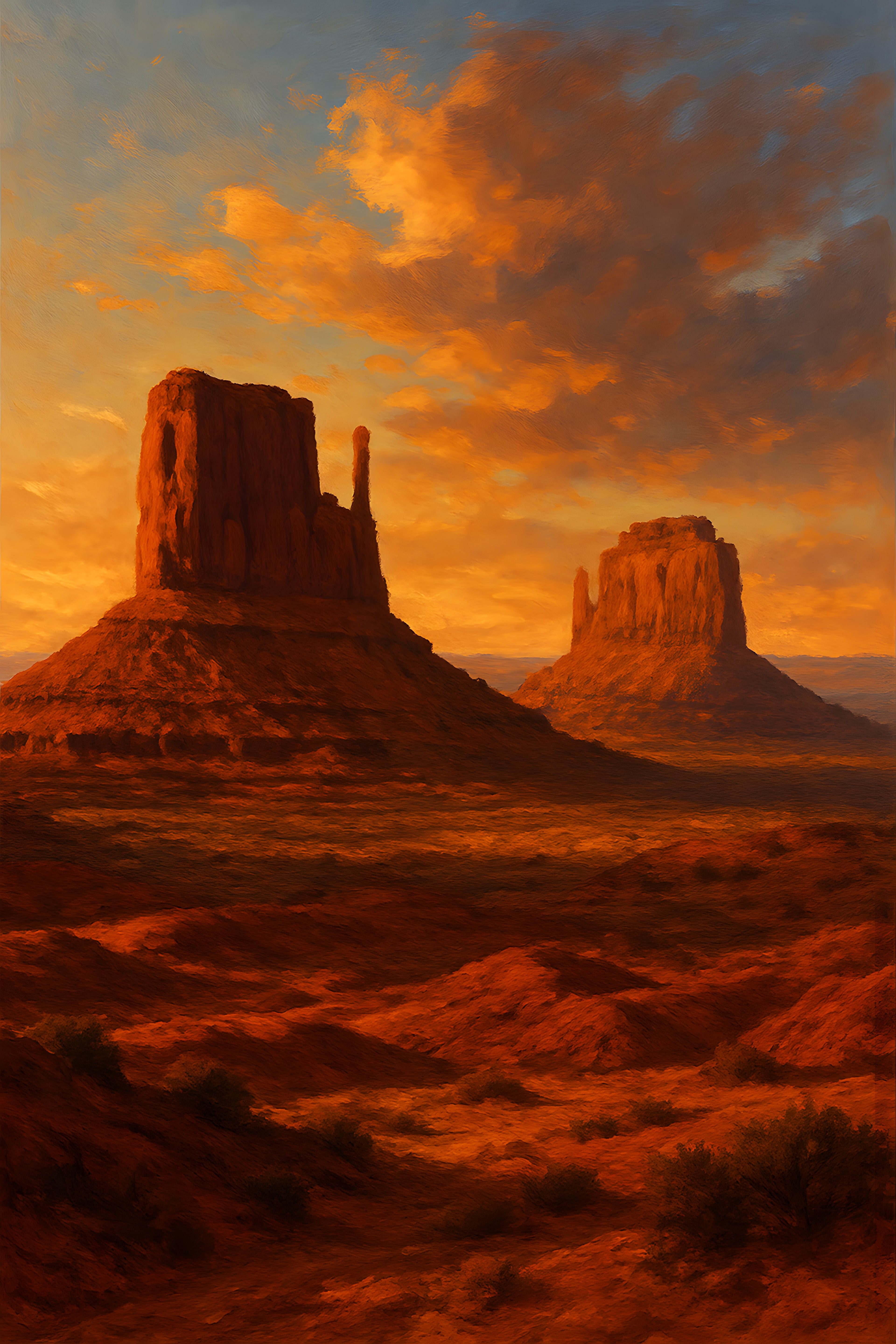 Dramatic desert landscape with red rock formations at sunset | Printable Wall Art | Instant Download
