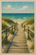 Beach boardwalk leading to ocean through sand dunes | Printable Wall Art | Instant Download