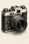Ink illustration of vintage camera with detailed mechanic... | Printable Wall Art | Instant Download