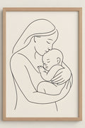 Line art of a mother holding baby | Printable Wall Art | Instant Download