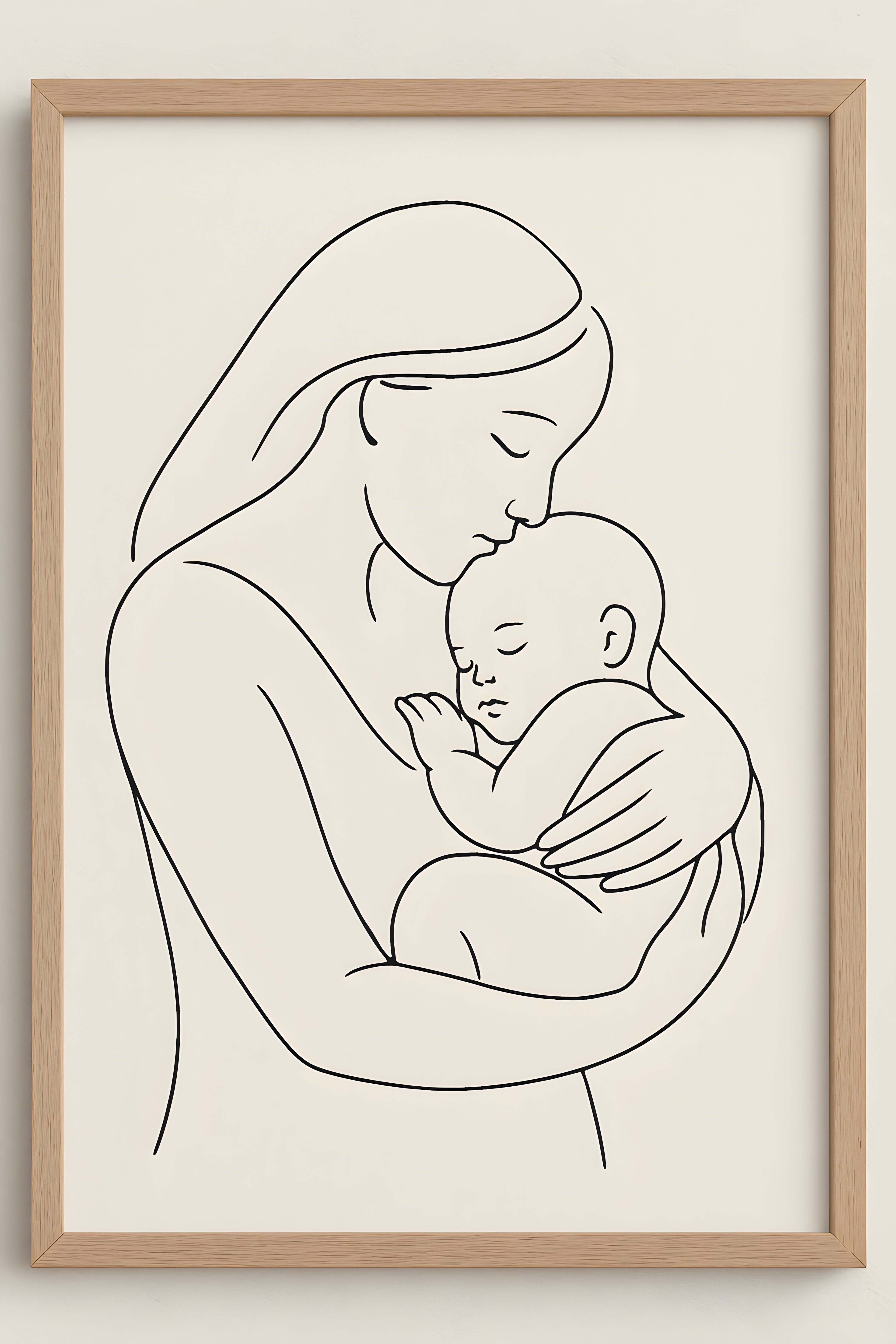 Line art of a mother holding baby | Printable Wall Art | Instant Download
