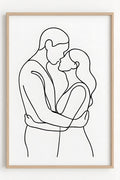 Continuous line drawing of a couple embracing | Printable Wall Art | Instant Download