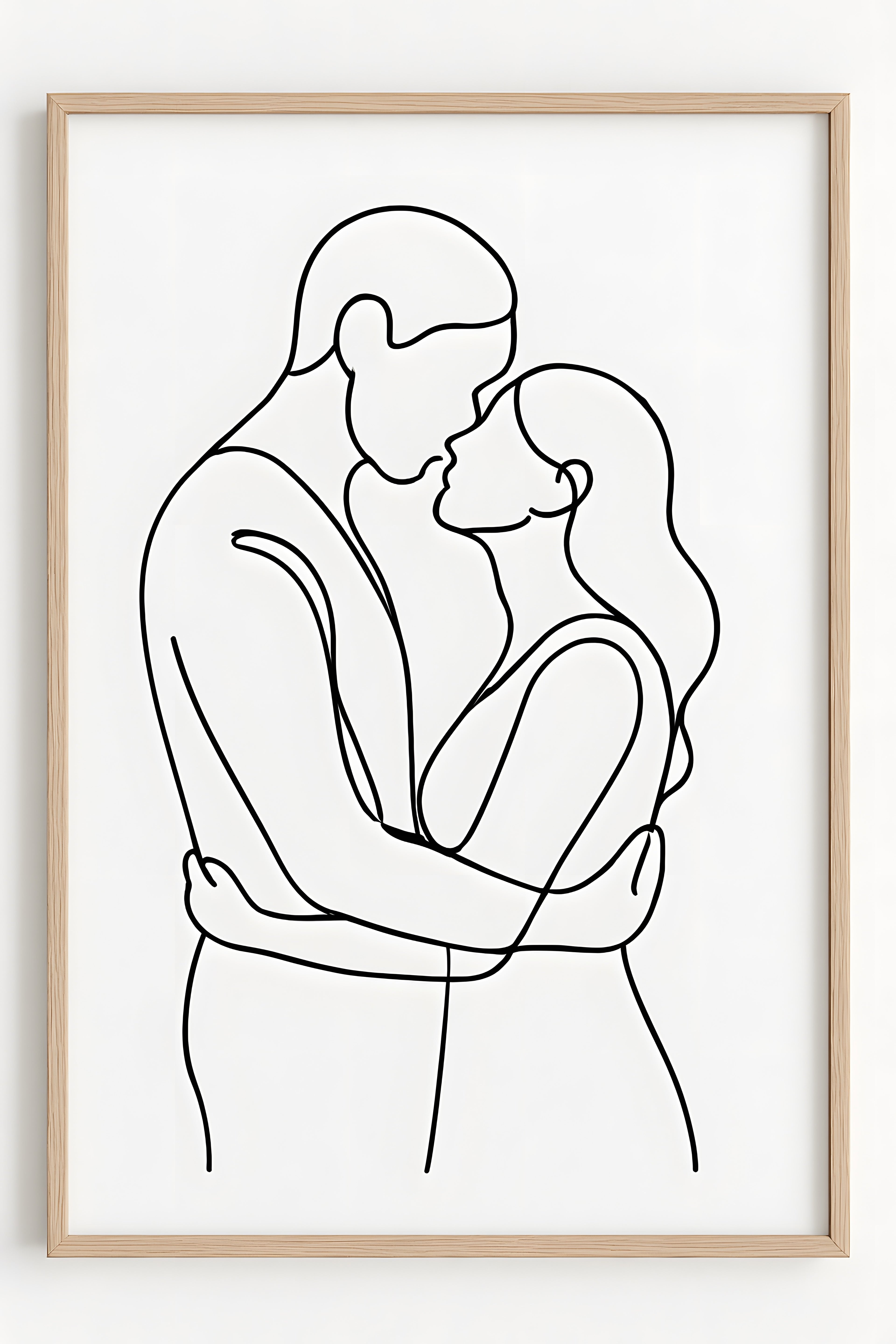 Continuous line drawing of a couple embracing | Printable Wall Art | Instant Download