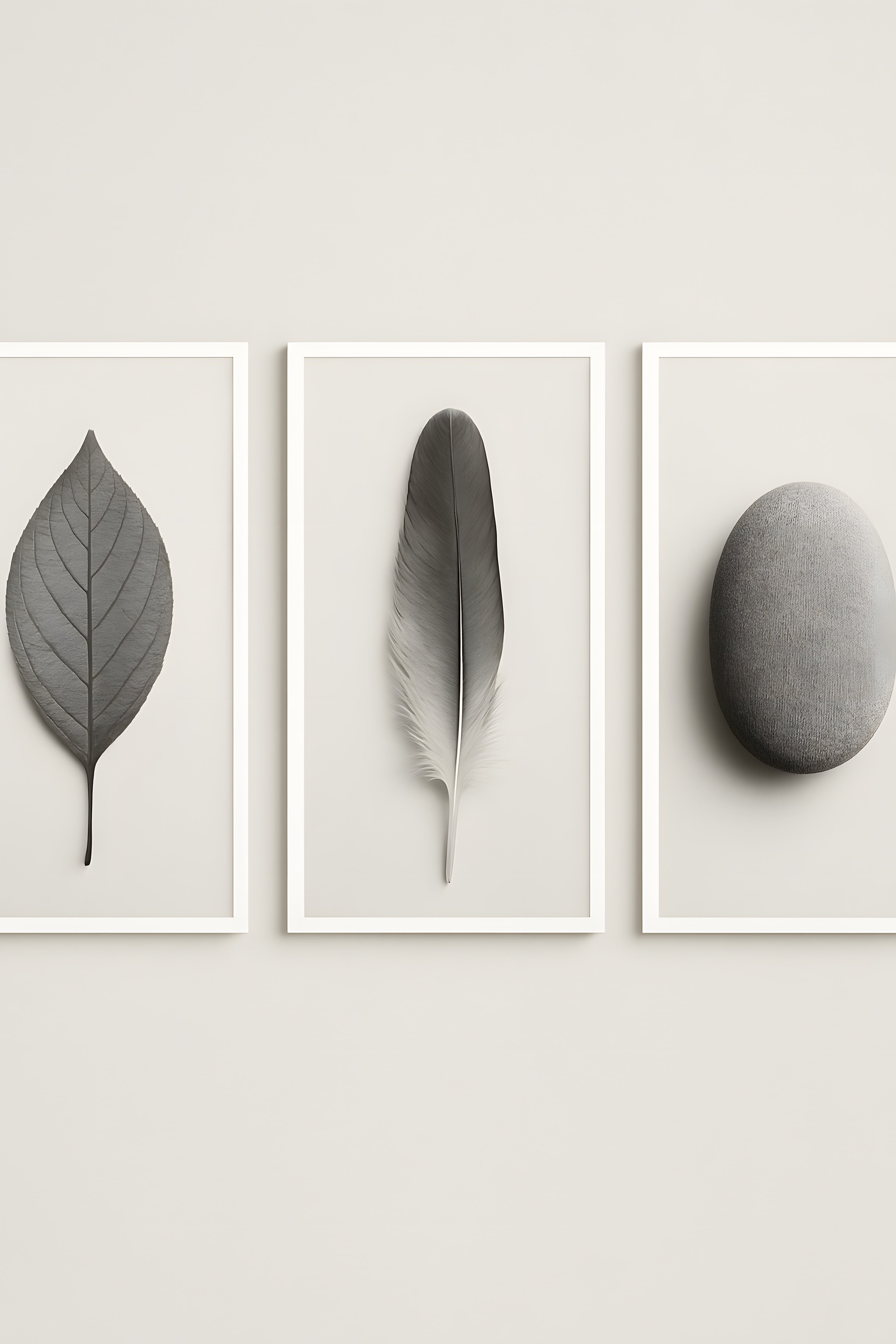 Set of three minimalist nature prints: single leaf | Printable Wall Art | Instant Download