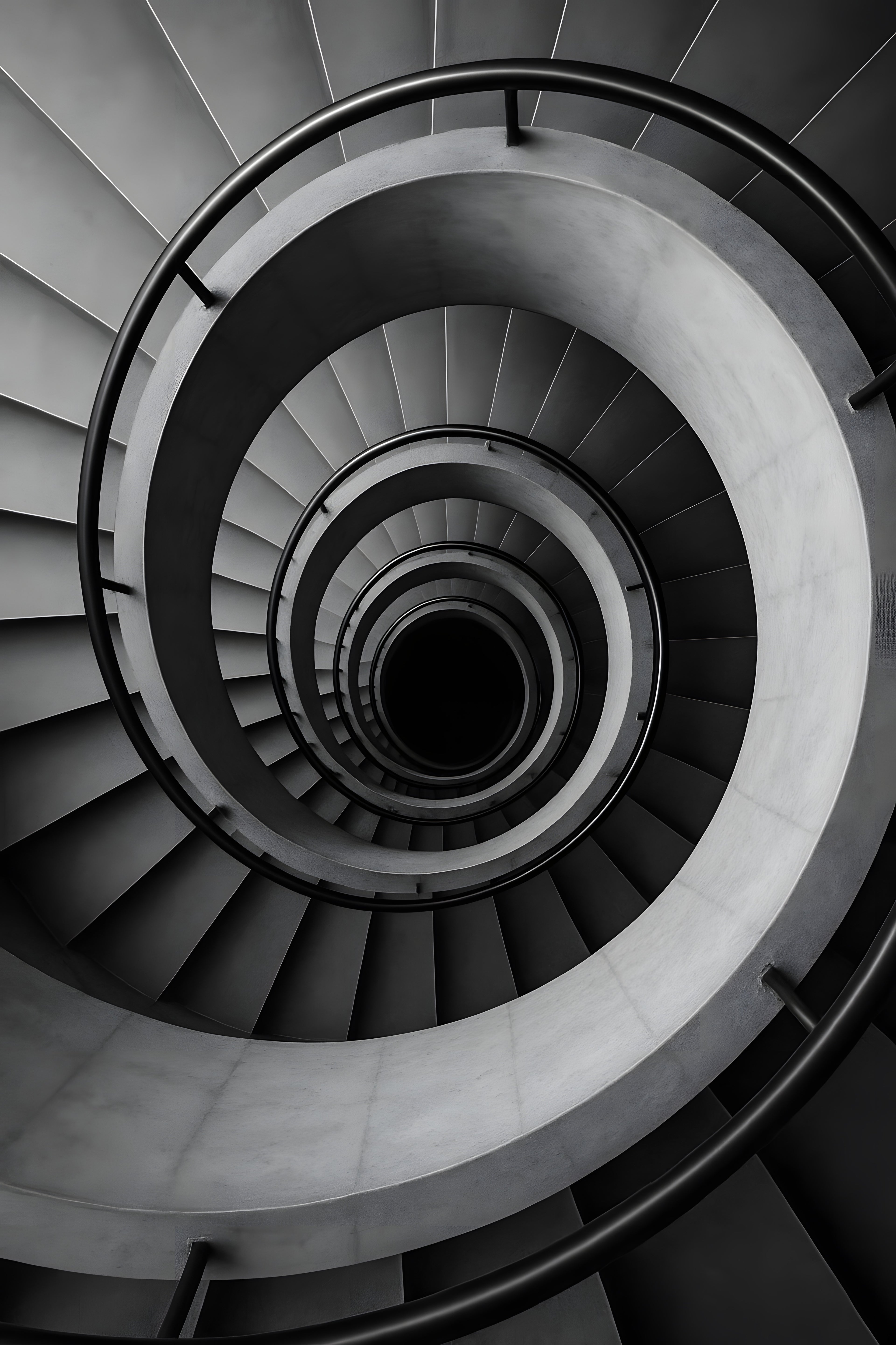 Black and white architectural photography of spiral stair... | Printable Wall Art | Instant Download