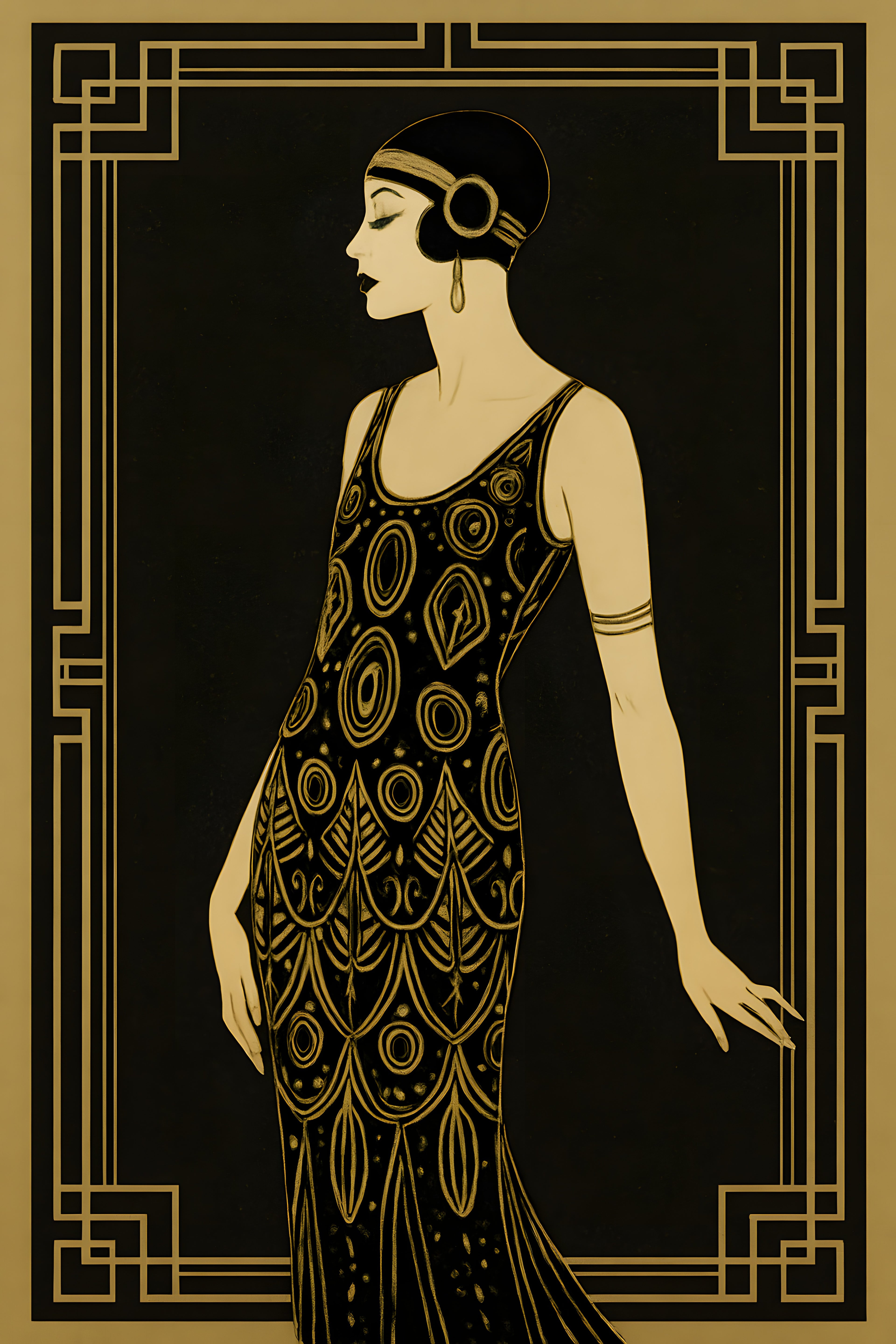 1920s art deco fashion illustration | Printable Wall Art | Instant Download