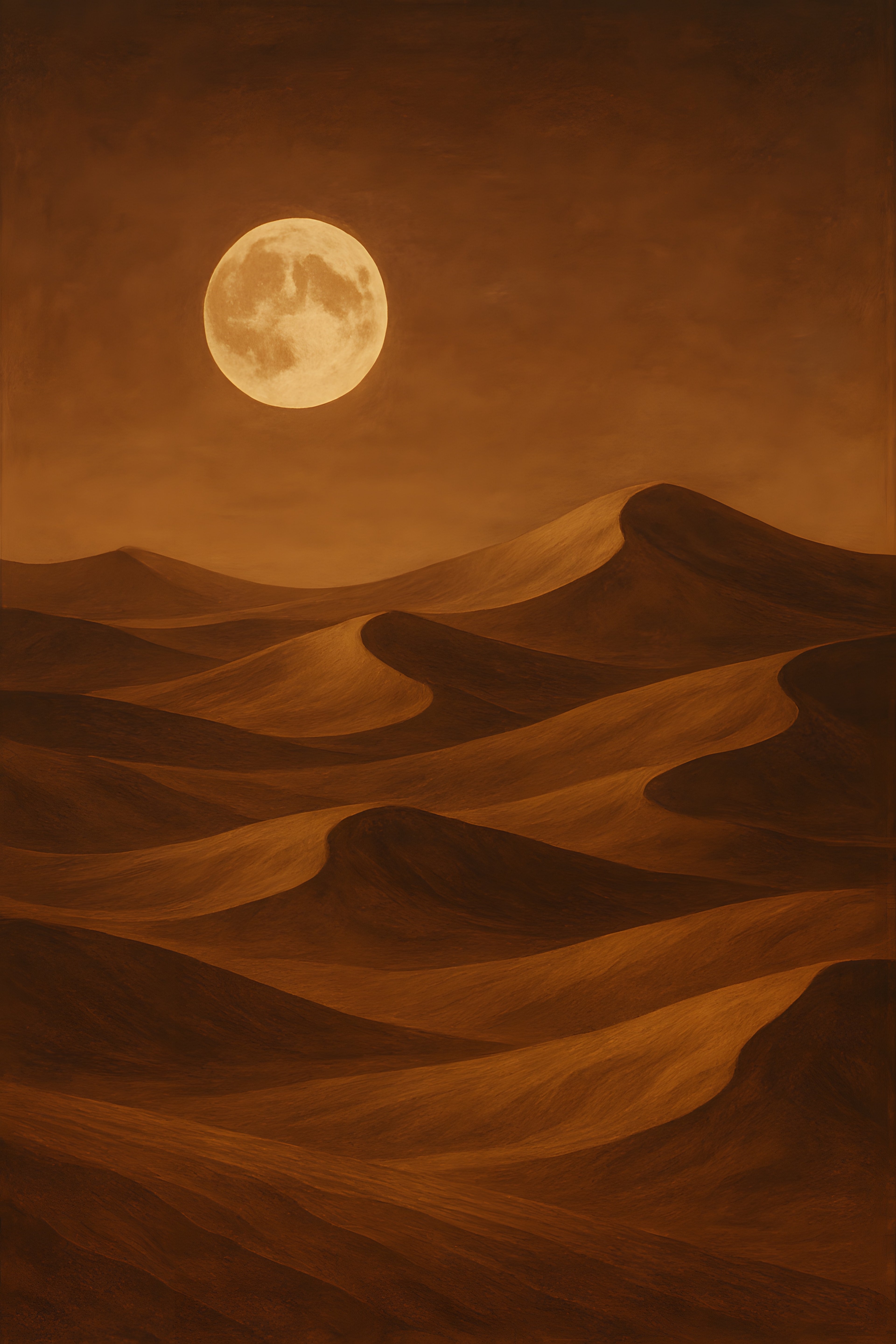 Desert moon rising over sand dunes | Printable Wall Art | Instant Download