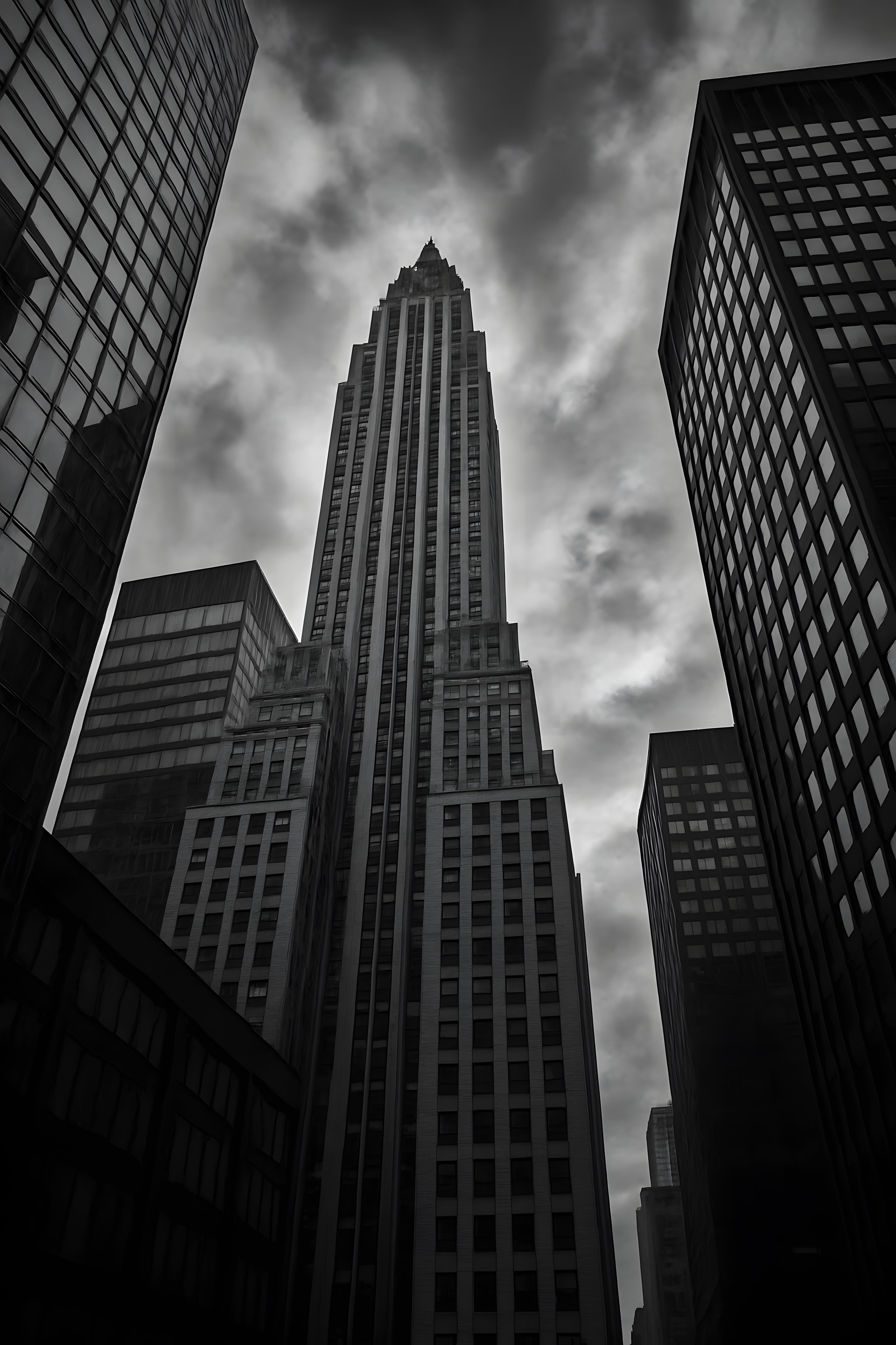Dramatic black and white photograph of New York City skys... | Printable Wall Art | Instant Download