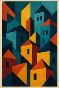 Abstract geometric interpretation of city buildings | Printable Wall Art | Instant Download