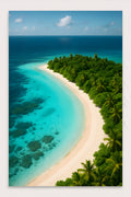 Tropical island aerial view with turquoise lagoon and whi... | Printable Wall Art | Instant Download