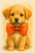 Playful puppy with oversized bow tie | Printable Wall Art | Instant Download