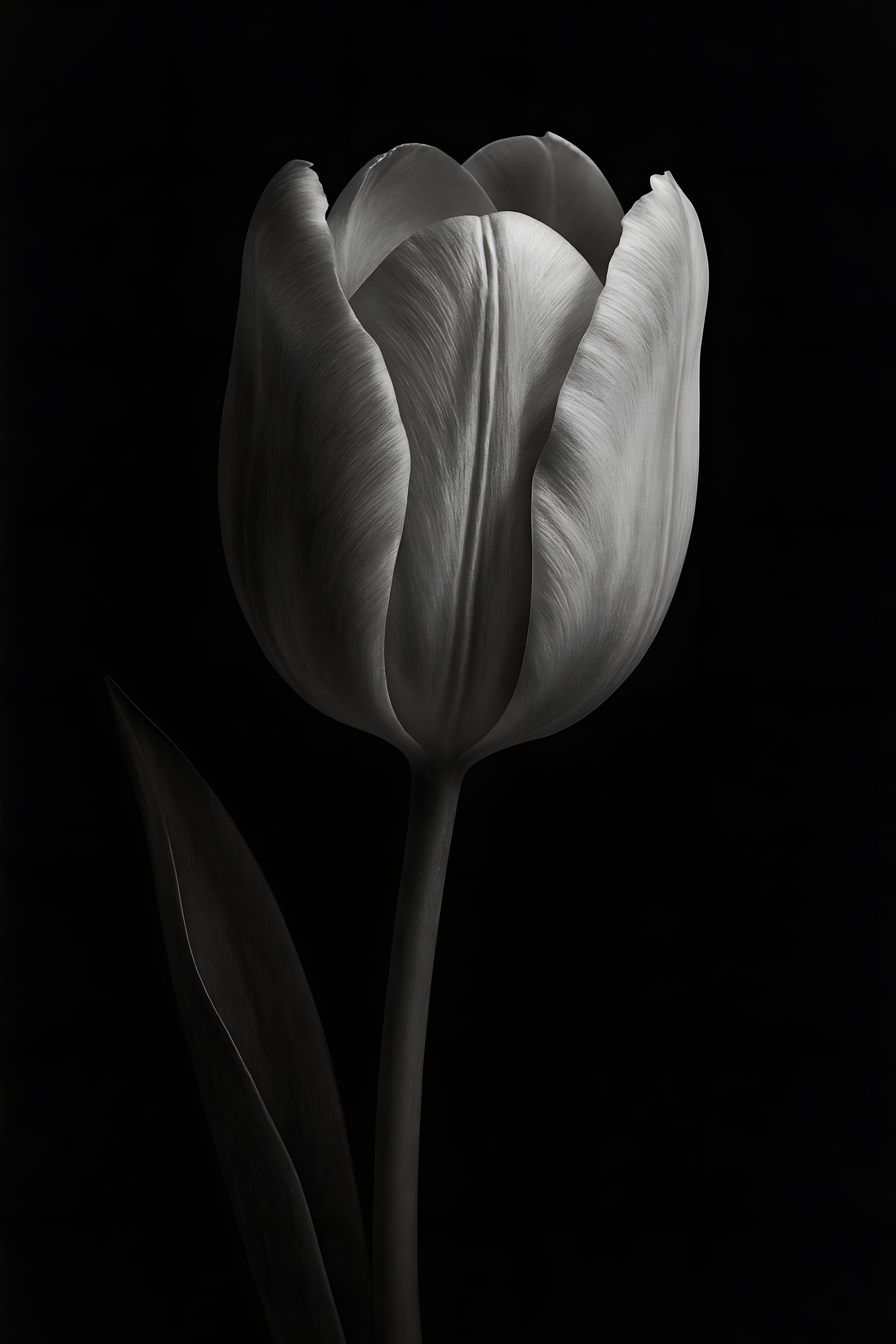 High contrast black and white tulip close-up | Printable Wall Art | Instant Download