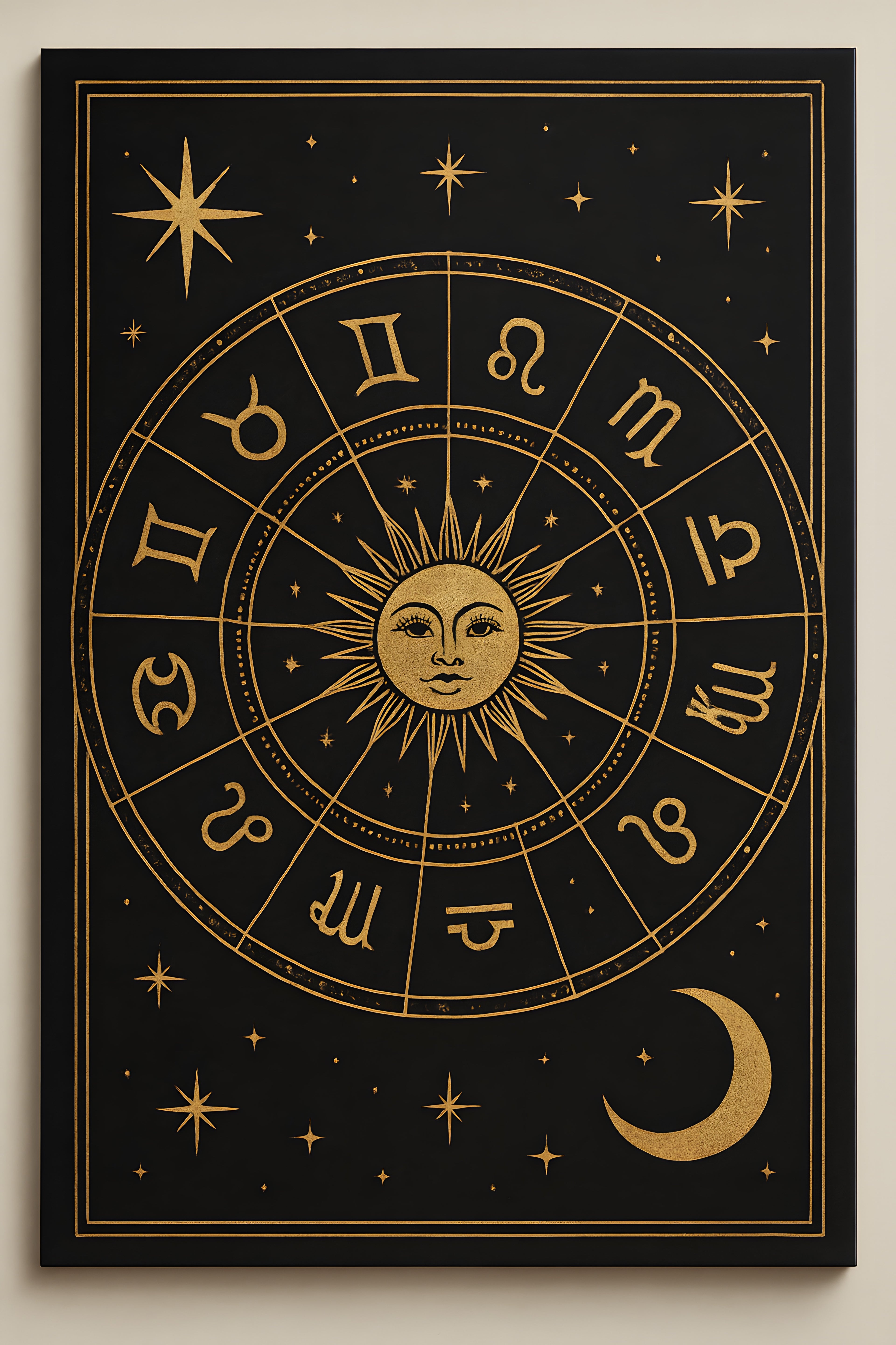 Astrological birth chart wheel design with zodiac symbols | Printable Wall Art | Instant Download