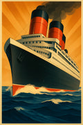 Art deco ocean liner illustration | Printable Wall Art | Instant Download