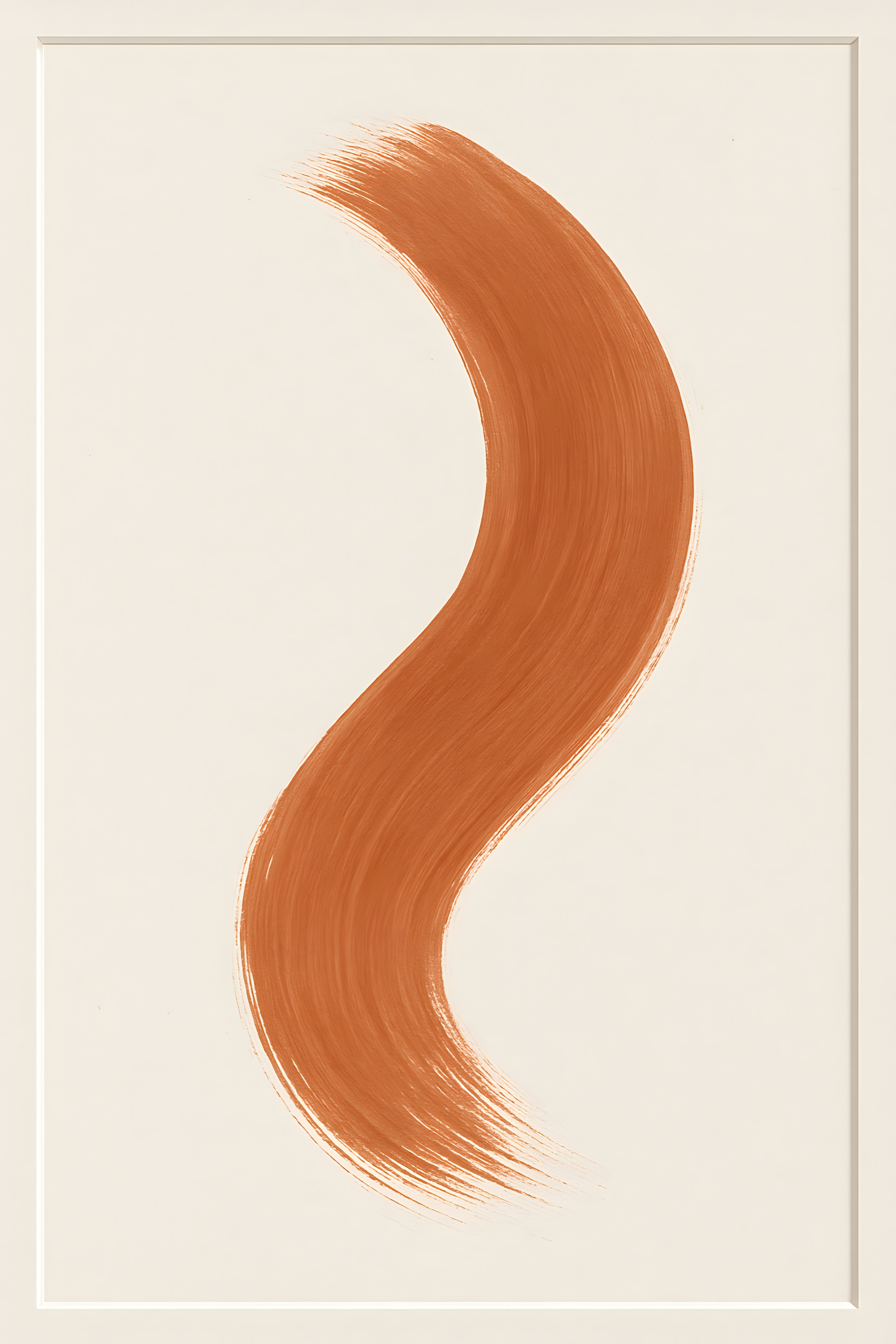 Single curved brushstroke in terracotta on cream background | Printable Wall Art | Instant Download